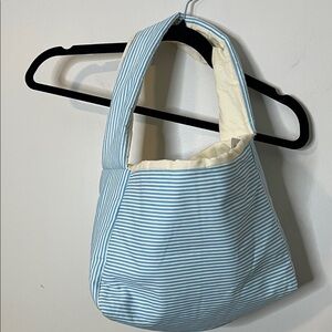 Everyday Striped Shoulder Bag in Light Blue and Cream